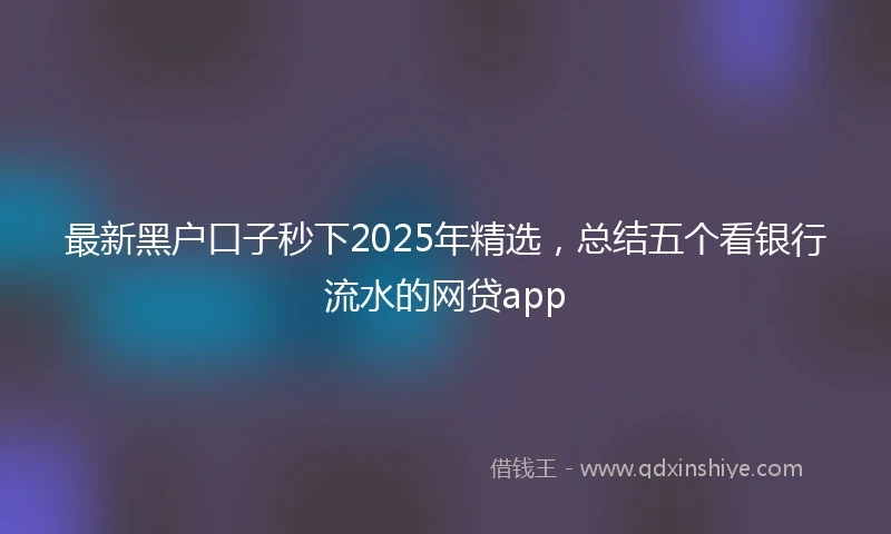 最新黑户口子秒下2025年精选，总结五个看银行流水的网贷app