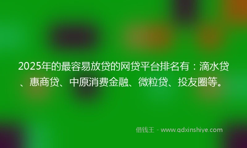2025年的最容易放贷的网贷平台排名有：滴水贷、惠商贷、中原消费金融、微粒贷、投友圈等。
