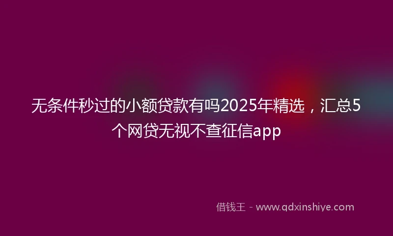 无条件秒过的小额贷款有吗2025年精选，汇总5个网贷无视不查征信app
