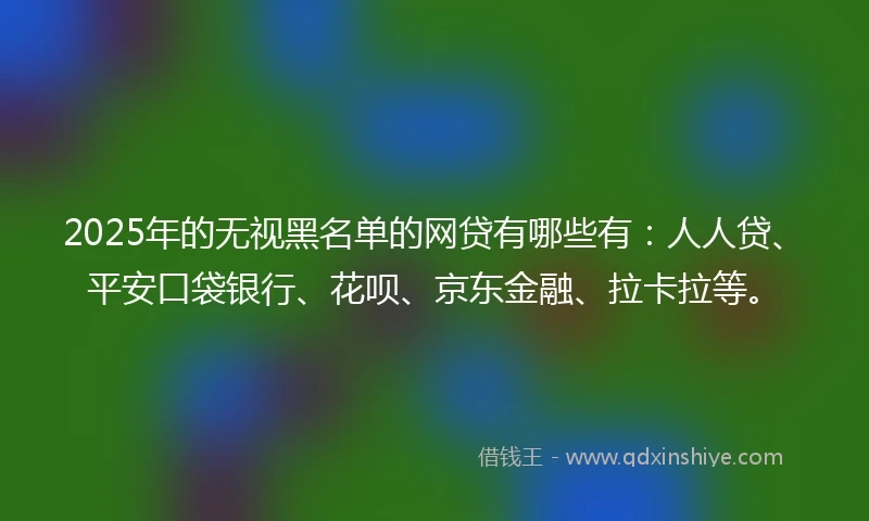 2025年的无视黑名单的网贷有哪些有：人人贷、平安口袋银行、花呗、京东金融、拉卡拉等。