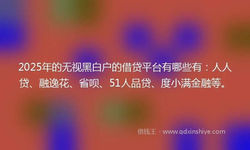 2025年的无视黑白户的借贷平台有哪些有：人人贷、融逸花、省呗、51人品贷、度小满金融等。