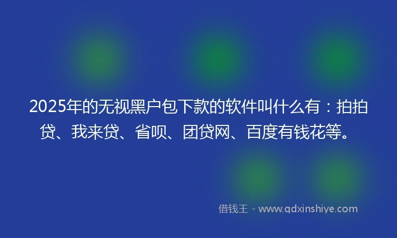 2025年的无视黑户包下款的软件叫什么有：拍拍贷、我来贷、省呗、团贷网、百度有钱花等。