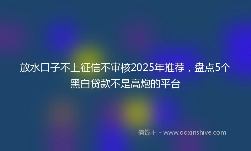 放水口子不上征信不审核2025年推荐，盘点5个黑白贷款不是高炮的平台