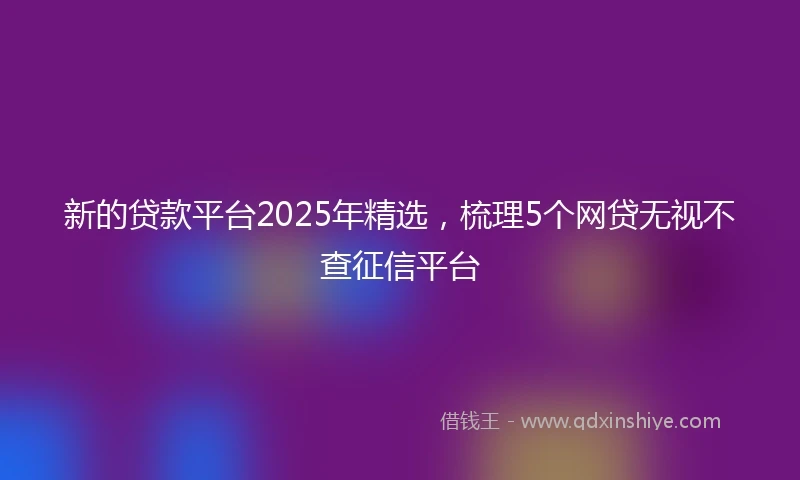 新的贷款平台2025年精选，梳理5个网贷无视不查征信平台