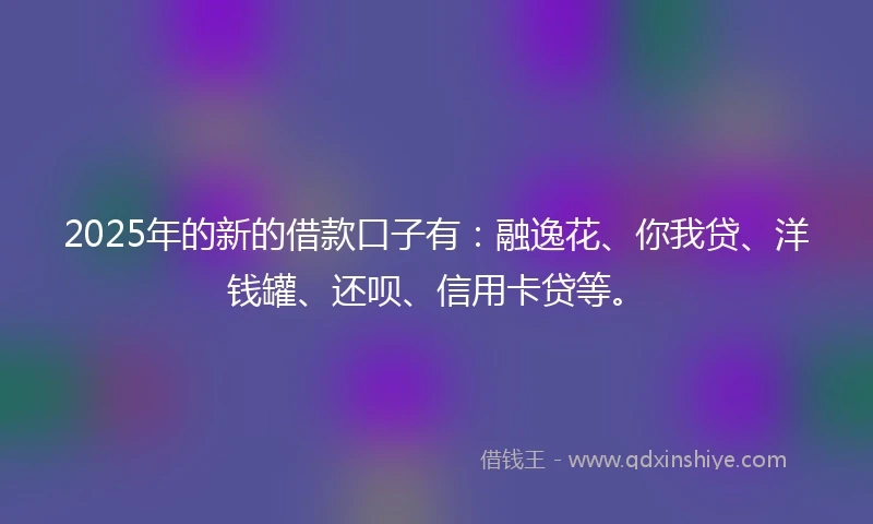 2025年的新的借款口子有:融逸花、你我贷、洋钱罐、还呗、信用卡贷等。