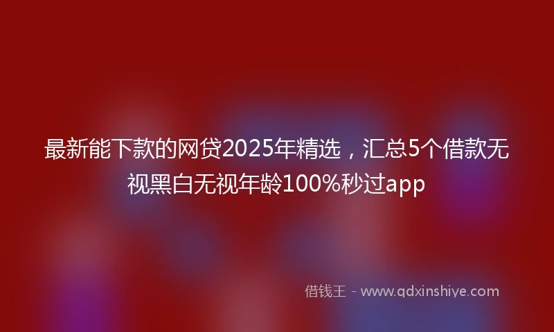 最新能下款的网贷2025年精选，汇总5个借款无视黑白无视年龄100%秒过app