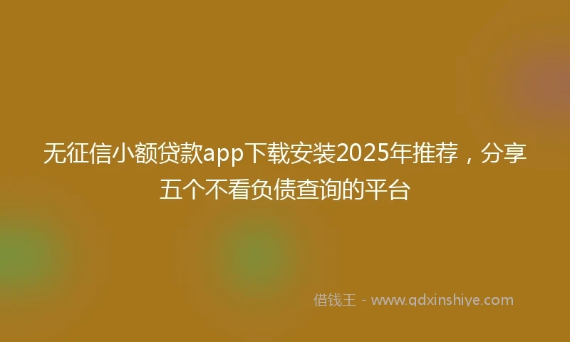 无征信小额贷款app下载安装2025年推荐，分享五个不看负债查询的平台