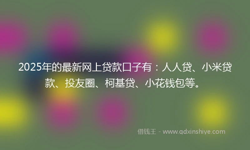 2025年的最新网上贷款口子有：人人贷、小米贷款、投友圈、柯基贷、小花钱包等。