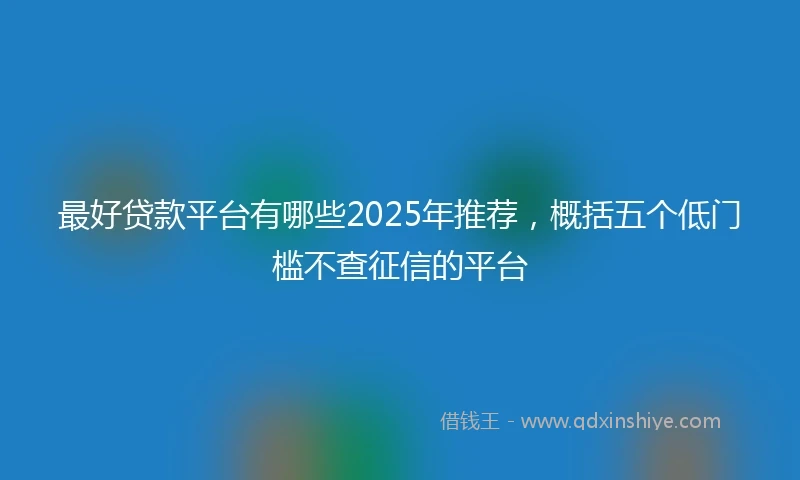 最好贷款平台有哪些2025年推荐，概括五个低门槛不查征信的平台