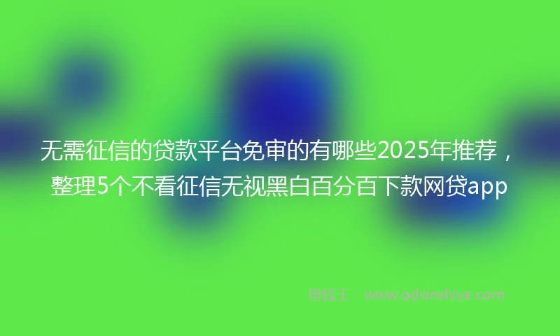 无需征信的贷款平台免审的有哪些2025年推荐，整理5个不看征信无视黑白百分百下款网贷app