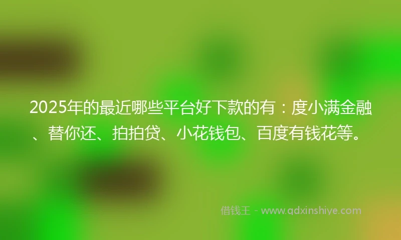 2025年的最近哪些平台好下款的有：度小满金融、替你还、拍拍贷、小花钱包、百度有钱花等。