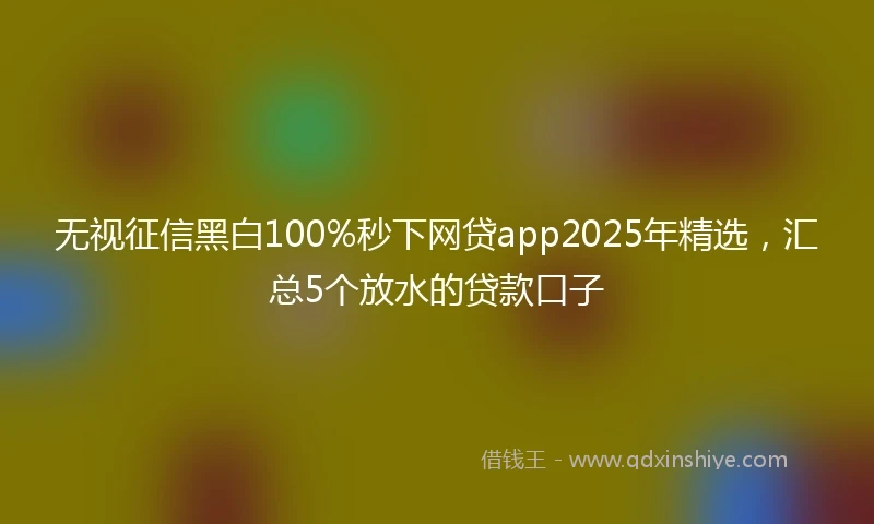 无视征信黑白100%秒下网贷app2025年精选，汇总5个放水的贷款口子