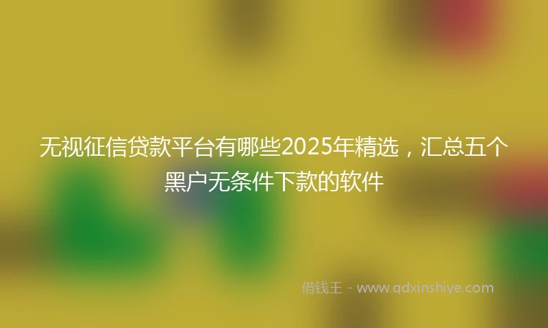 无视征信贷款平台有哪些2025年精选，汇总五个黑户无条件下款的软件