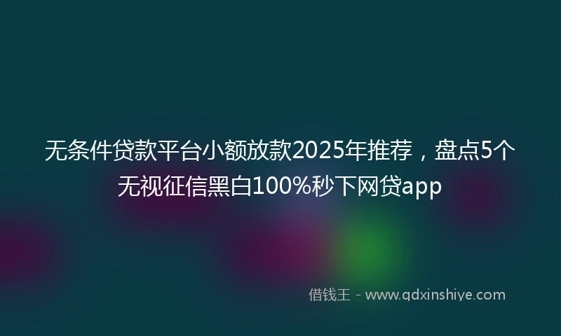 无条件贷款平台小额放款2025年推荐，盘点5个无视征信黑白100%秒下网贷app
