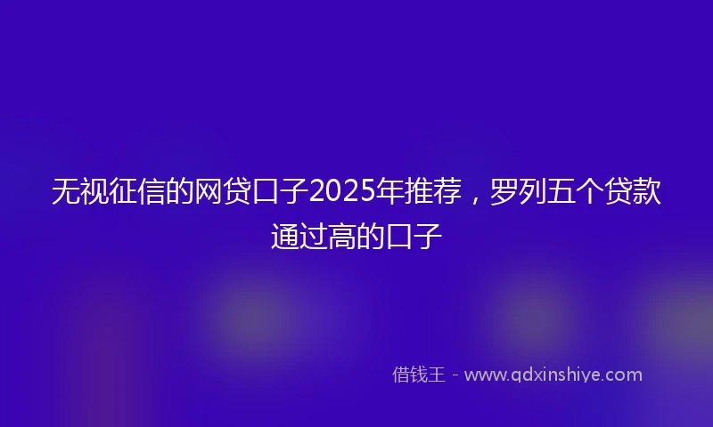 无视征信的网贷口子2025年推荐，罗列五个贷款通过高的口子
