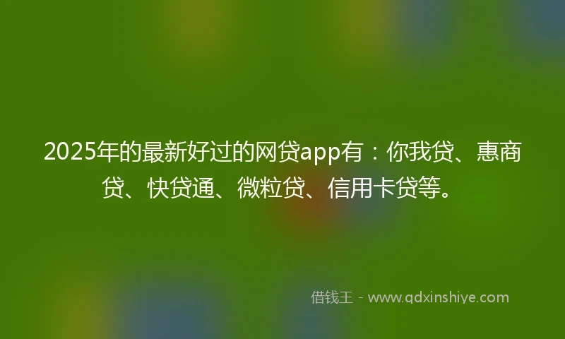 2025年的最新好过的网贷app有:你我贷、惠商贷、快贷通、微粒贷、信用卡贷等。