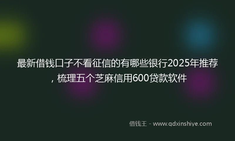 最新借钱口子不看征信的有哪些银行2025年推荐，梳理五个芝麻信用600贷款软件