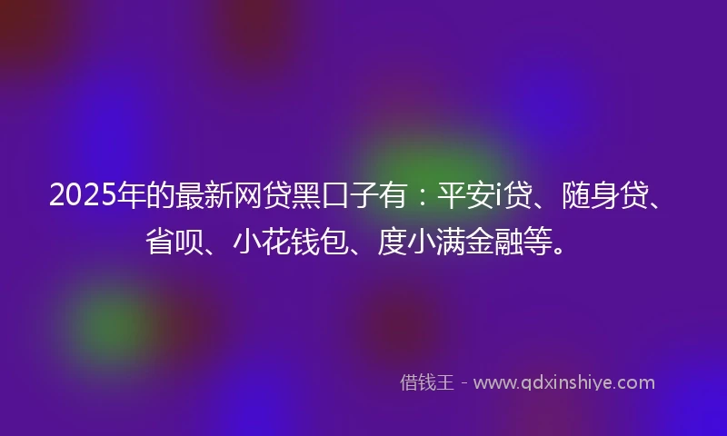 2025年的最新网贷黑口子有：平安i贷、随身贷、省呗、小花钱包、度小满金融等。