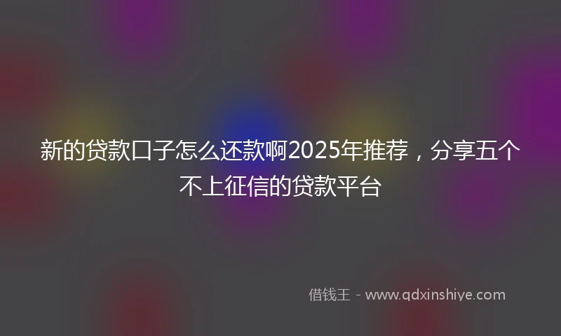 新的贷款口子怎么还款啊2025年推荐，分享五个不上征信的贷款平台