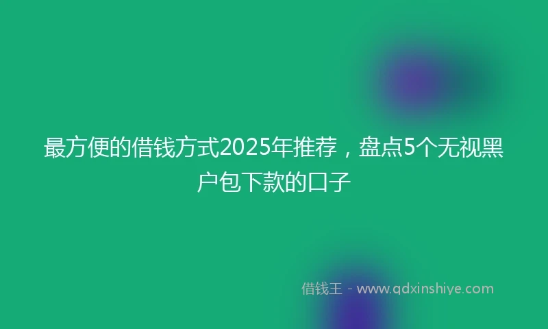 最方便的借钱方式2025年推荐，盘点5个无视黑户包下款的口子