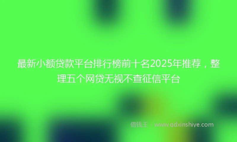 最新小额贷款平台排行榜前十名2025年推荐，整理五个网贷无视不查征信平台