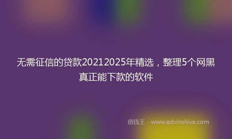无需征信的贷款20212025年精选，整理5个网黑真正能下款的软件