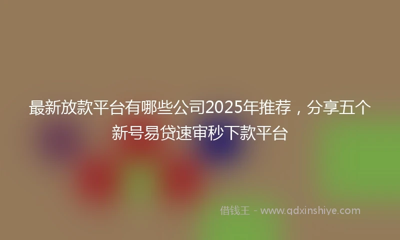 最新放款平台有哪些公司2025年推荐，分享五个新号易贷速审秒下款平台