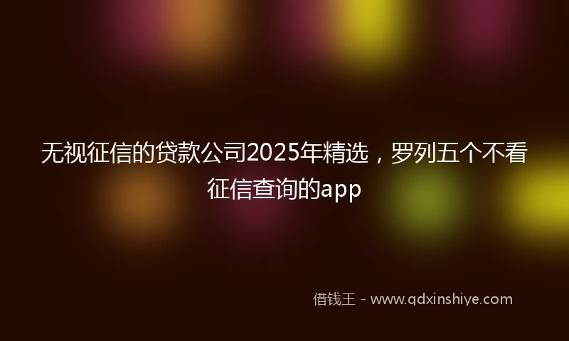 无视征信的贷款公司2025年精选，罗列五个不看征信查询的app