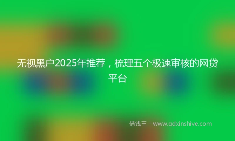 无视黑户2025年推荐，梳理五个极速审核的网贷平台