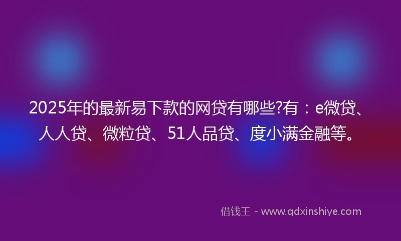 2025年的最新易下款的网贷有哪些?有：e微贷、人人贷、微粒贷、51人品贷、度小满金融等。