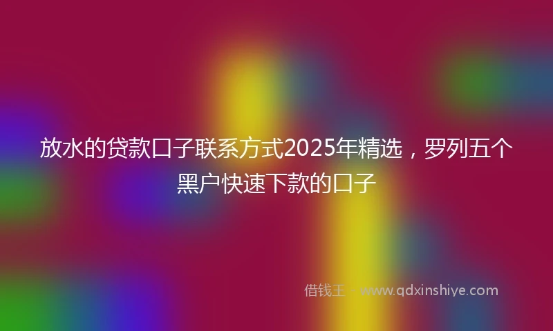 放水的贷款口子联系方式2025年精选，罗列五个黑户快速下款的口子