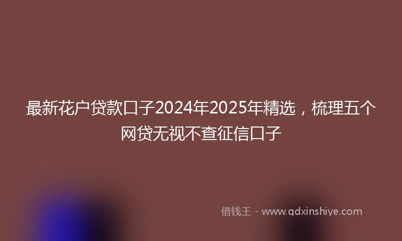 最新花户贷款口子2024年2025年精选，梳理五个网贷无视不查征信口子