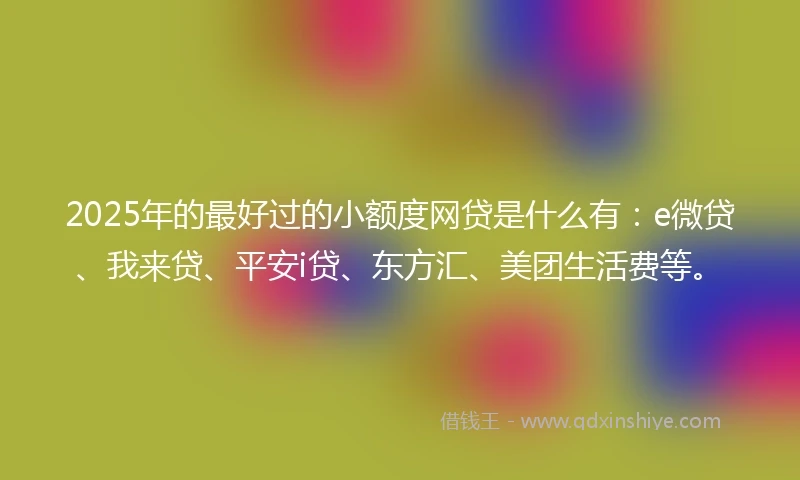 2025年的最好过的小额度网贷是什么有：e微贷、我来贷、平安i贷、东方汇、美团生活费等。