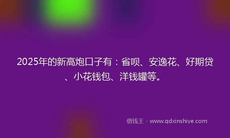 2025年的新高炮口子有：省呗、安逸花、好期贷、小花钱包、洋钱罐等。