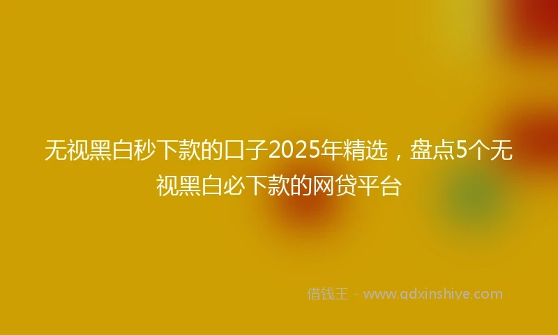 无视黑白秒下款的口子2025年精选，盘点5个无视黑白必下款的网贷平台