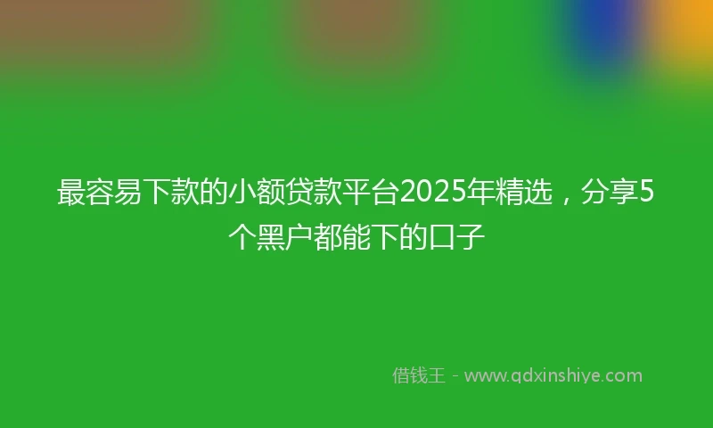 最容易下款的小额贷款平台2025年精选，分享5个黑户都能下的口子
