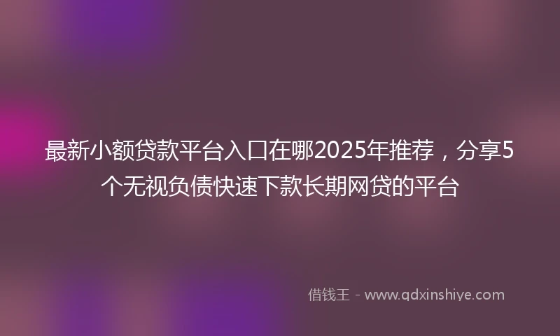 最新小额贷款平台入口在哪2025年推荐,分享5个无视负债快速下款长期网贷的平台