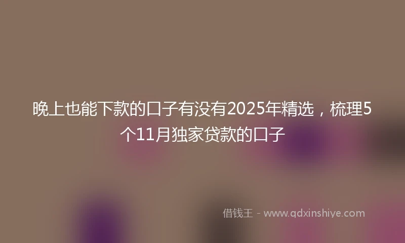 晚上也能下款的口子有没有2025年精选，梳理5个11月独家贷款的口子