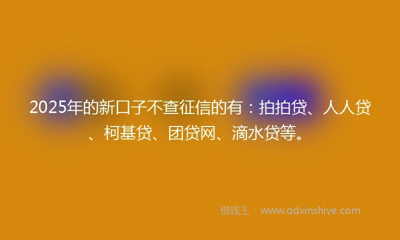 2025年的新口子不查征信的有：拍拍贷、人人贷、柯基贷、团贷网、滴水贷等。