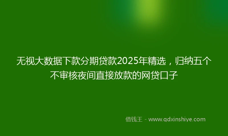 无视大数据下款分期贷款2025年精选，归纳五个不审核夜间直接放款的网贷口子
