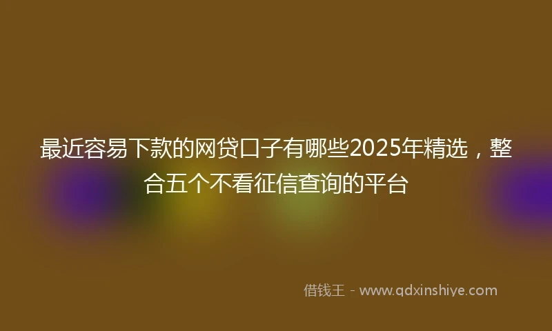 最近容易下款的网贷口子有哪些2025年精选，整合五个不看征信查询的平台