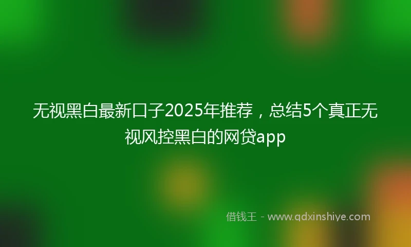 无视黑白最新口子2025年推荐,总结5个真正无视风控黑白的网贷app