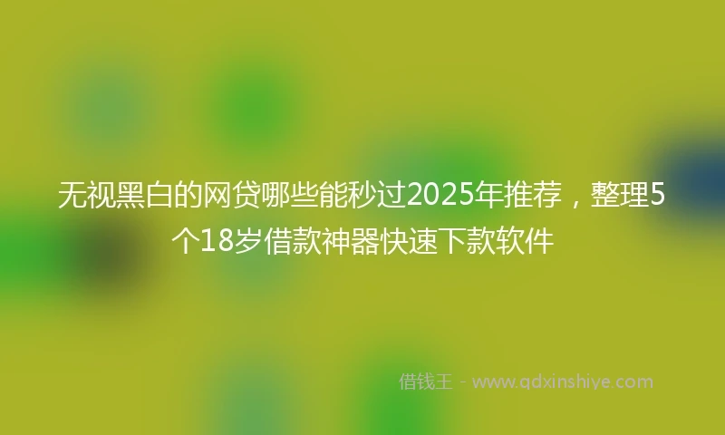 无视黑白的网贷哪些能秒过2025年推荐，整理5个18岁借款神器快速下款软件