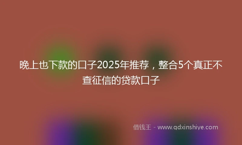 晚上也下款的口子2025年推荐，整合5个真正不查征信的贷款口子