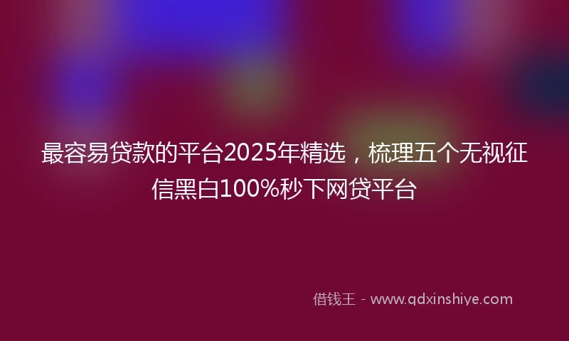 最容易贷款的平台2025年精选，梳理五个无视征信黑白100%秒下网贷平台