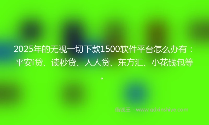 2025年的无视一切下款1500软件平台怎么办有：平安i贷、读秒贷、人人贷、东方汇、小花钱包等。