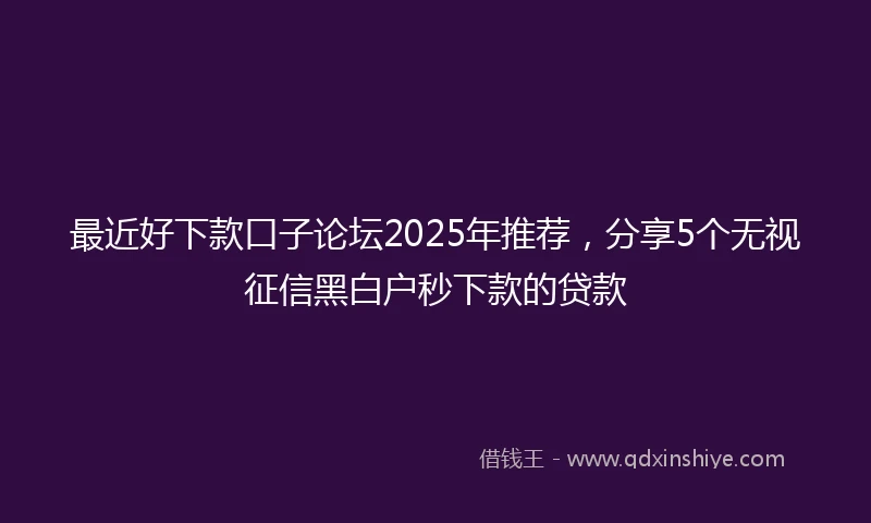 最近好下款口子论坛2025年推荐，分享5个无视征信黑白户秒下款的贷款