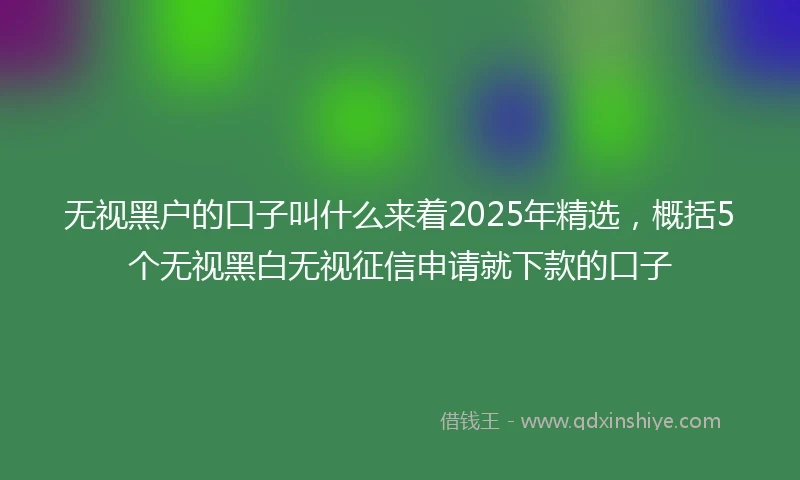 无视黑户的口子叫什么来着2025年精选,概括5个无视黑白无视征信申请就下款的口子