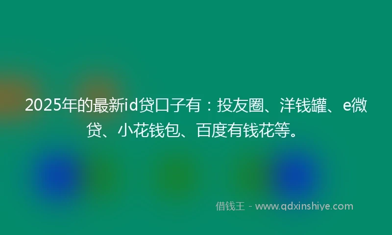 2025年的最新id贷口子有：投友圈、洋钱罐、e微贷、小花钱包、百度有钱花等。