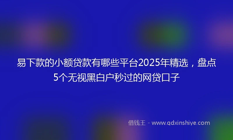 易下款的小额贷款有哪些平台2025年精选，盘点5个无视黑白户秒过的网贷口子
